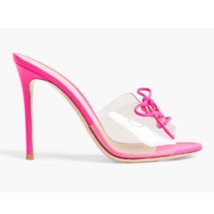 Gianvito Rossi Fuchsia Helmut Bow-detailed PVC and Leather Mules Open Toe